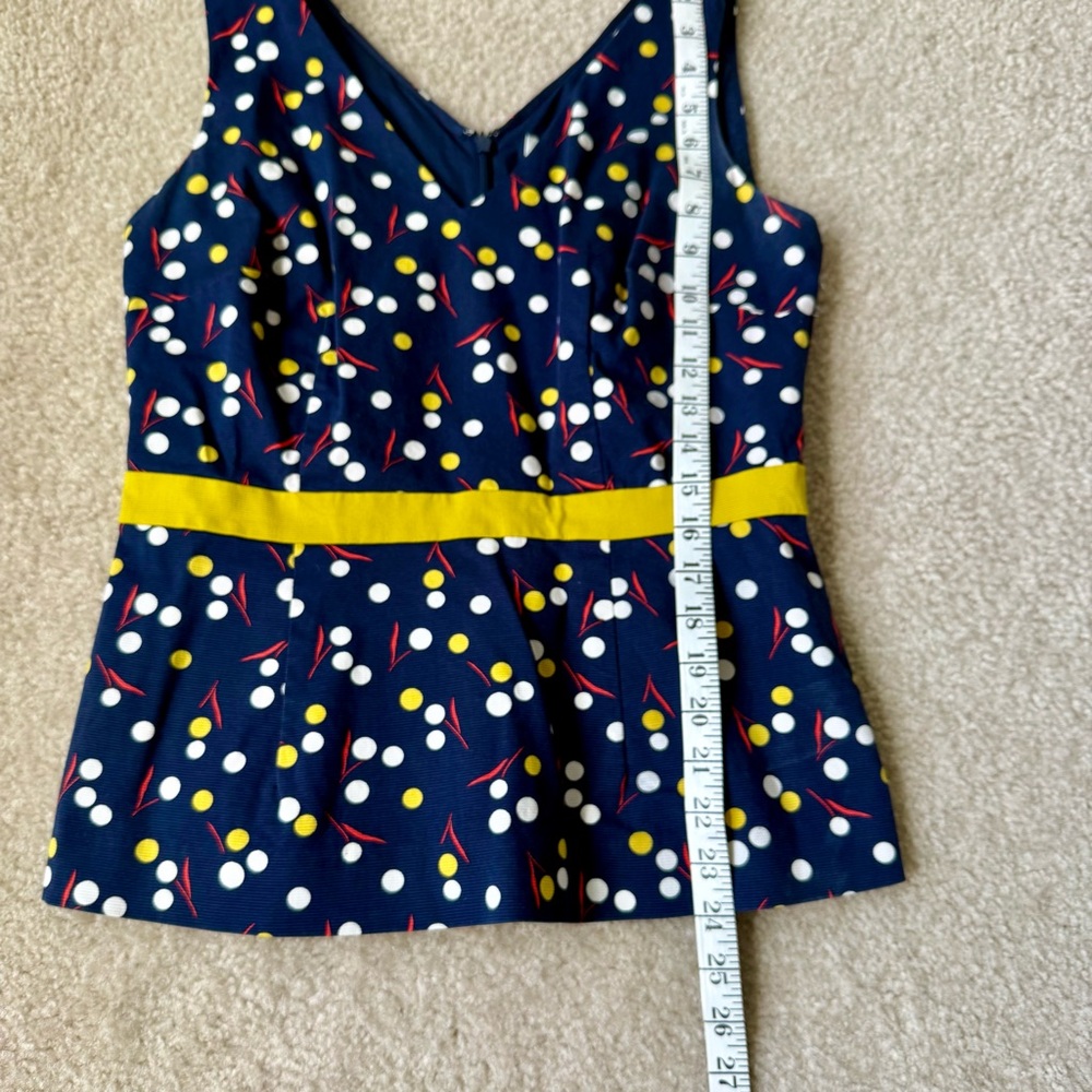 Boden Navy Sinead V-Neck Sleeveless Polka Dot Peplum Top—SZ. 8 - Picture 9 of 15